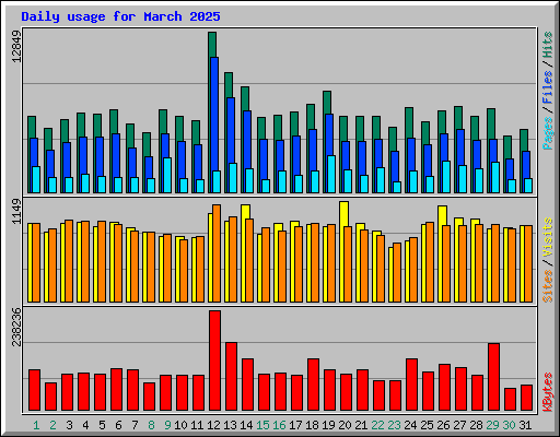Daily usage for March 2025